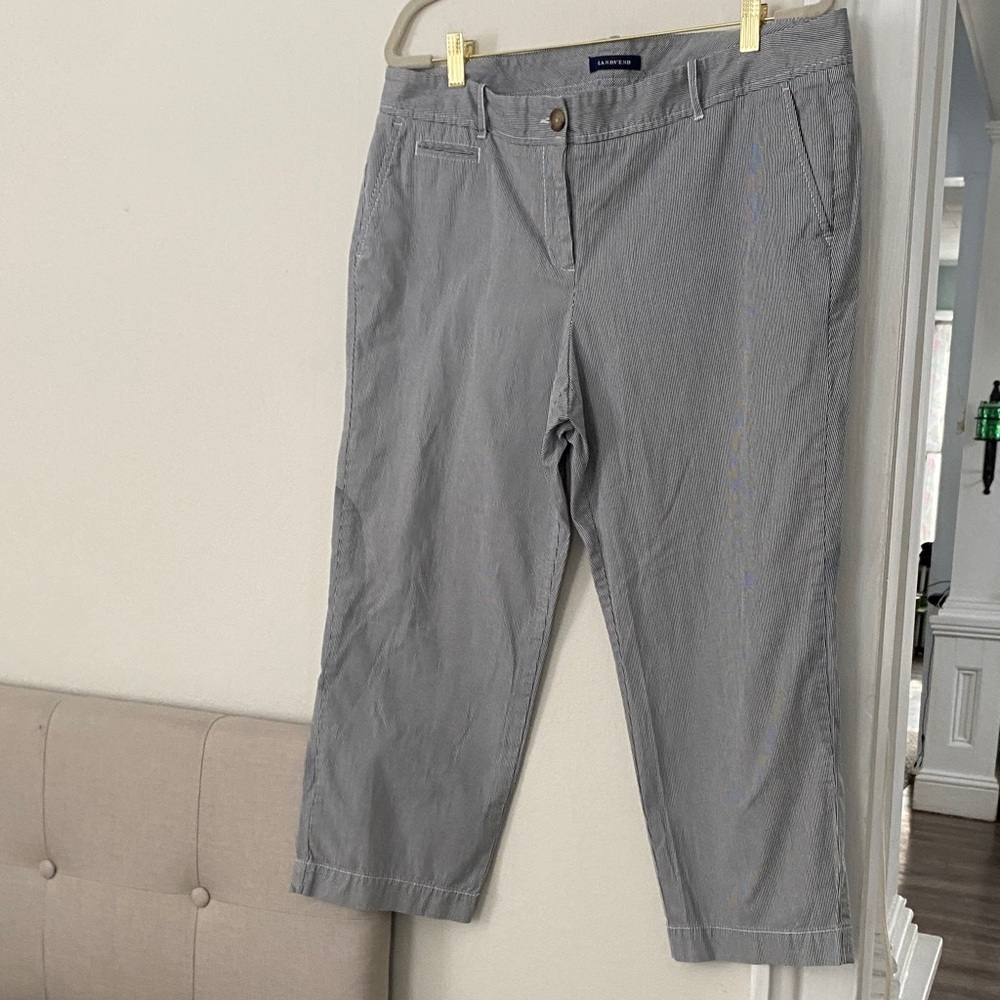 Lands' End Black and White Cotton Capris